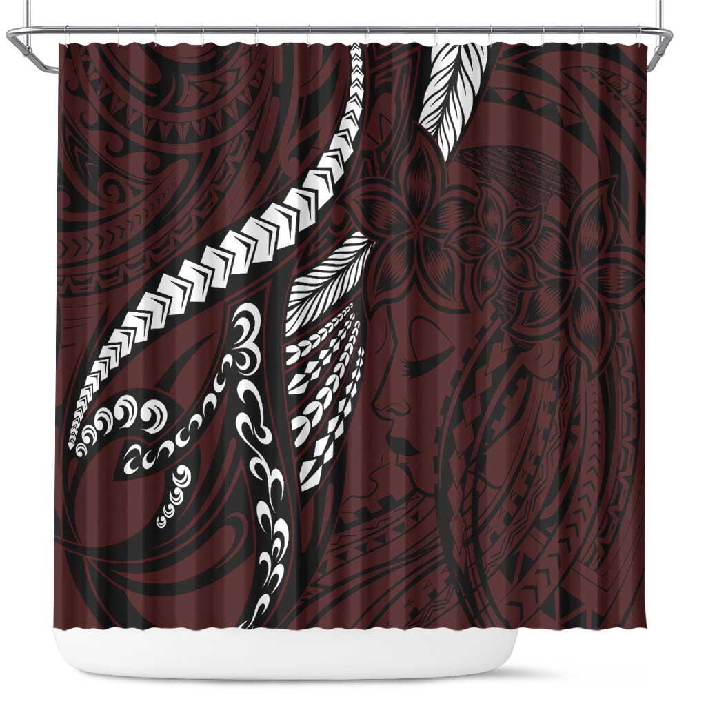 Polynesian Girl Tribal Tattoo Shower Curtain Oxbood Vibe