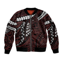 Polynesian Girl Tribal Tattoo Sleeve Zip Bomber Jacket Oxbood Vibe LT9 Unisex Oxblood - Polynesian Pride