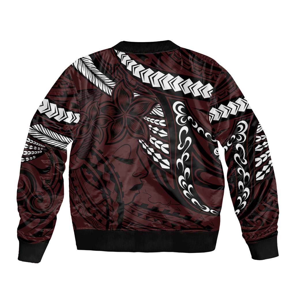 Polynesian Girl Tribal Tattoo Sleeve Zip Bomber Jacket Oxbood Vibe LT9 - Polynesian Pride