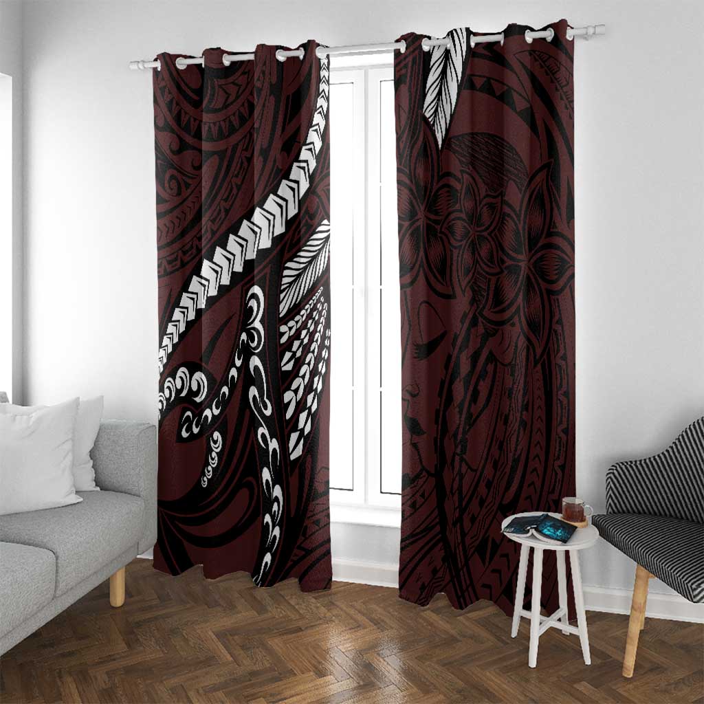 Polynesian Girl Tribal Tattoo Window Curtain Oxbood Vibe LT9 With Grommets Oxblood - Polynesian Pride