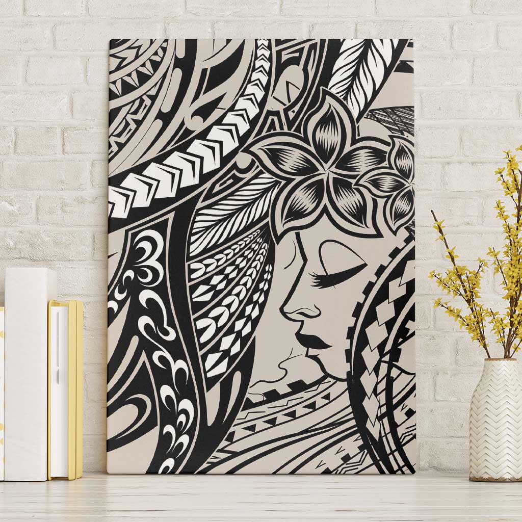 Polynesian Girl Tribal Tattoo Canvas Wall Art Beige Vibe LT9 Without Frame Beige - Polynesian Pride