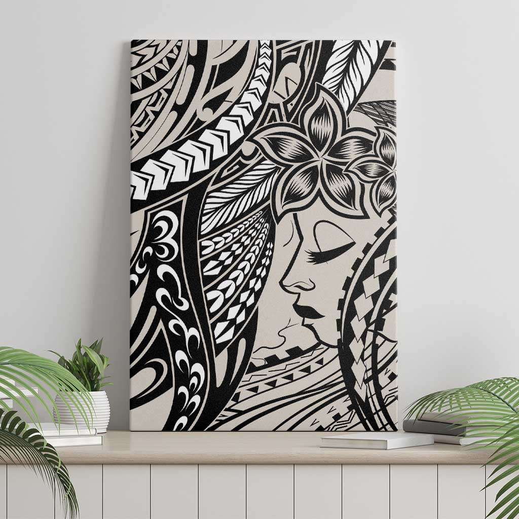 Polynesian Girl Tribal Tattoo Canvas Wall Art Beige Vibe LT9 - Polynesian Pride
