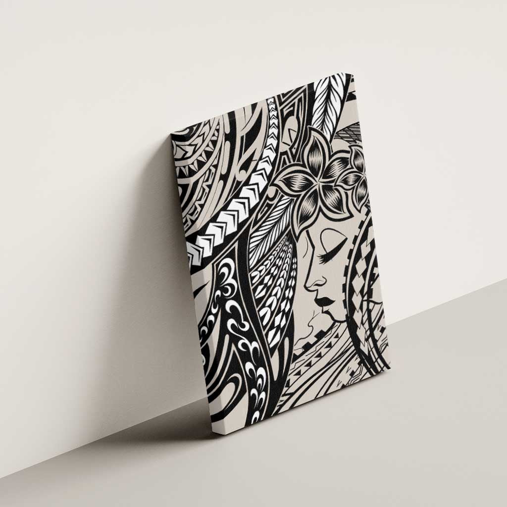 Polynesian Girl Tribal Tattoo Canvas Wall Art Beige Vibe LT9 - Polynesian Pride