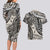 Polynesian Girl Tribal Tattoo Couples Matching Long Sleeve Bodycon Dress and Hawaiian Shirt Beige Vibe