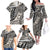 Polynesian Girl Tribal Tattoo Family Matching Off The Shoulder Long Sleeve Dress and Hawaiian Shirt Beige Vibe