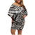 Polynesian Girl Tribal Tattoo Family Matching Off Shoulder Short Dress and Hawaiian Shirt Beige Vibe