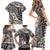 Polynesian Girl Tribal Tattoo Family Matching Short Sleeve Bodycon Dress and Hawaiian Shirt Beige Vibe