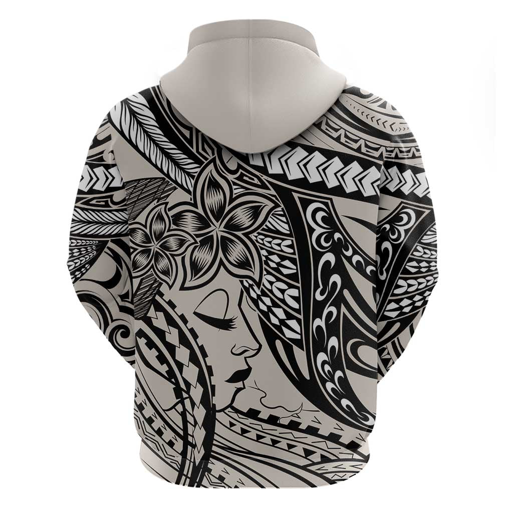 Polynesian Girl Tribal Tattoo Hoodie Beige Vibe LT9 - Polynesian Pride