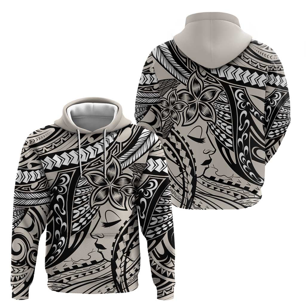 Polynesian Girl Tribal Tattoo Hoodie Beige Vibe LT9 - Polynesian Pride