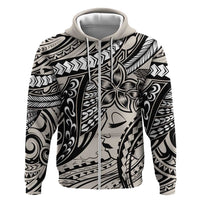Polynesian Girl Tribal Tattoo Hoodie Beige Vibe LT9 Zip Hoodie Beige - Polynesian Pride