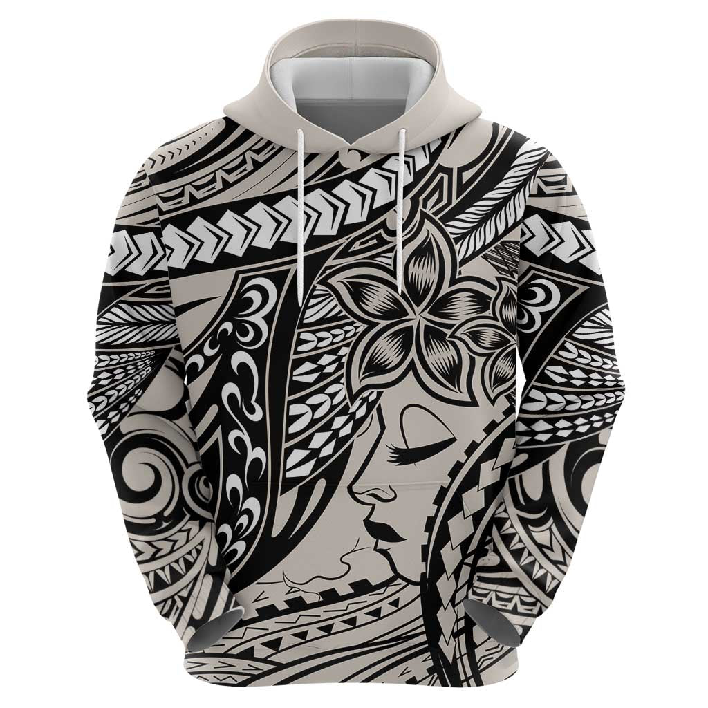 Polynesian Girl Tribal Tattoo Hoodie Beige Vibe LT9 - Polynesian Pride