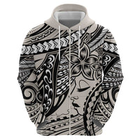 Polynesian Girl Tribal Tattoo Hoodie Beige Vibe LT9 - Polynesian Pride