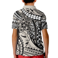 Polynesian Girl Tribal Tattoo Kid Polo Shirt Beige Vibe LT9 - Polynesian Pride