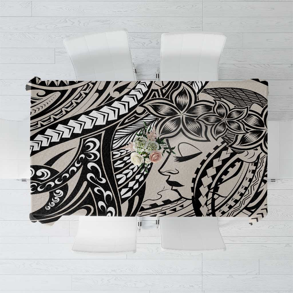 Polynesian Girl Tribal Tattoo Tablecloth Beige Vibe LT9 Beige - Polynesian Pride