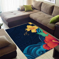 Polynesian Hibiscus Flower Waves Pattern Area Rug LT9 - Polynesian Pride