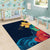 Polynesian Hibiscus Flower Waves Pattern Area Rug