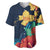 Polynesian Hibiscus Flower Waves Pattern Baseball Jersey