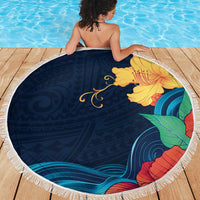 Polynesian Hibiscus Flower Waves Pattern Beach Blanket LT9 - Polynesian Pride
