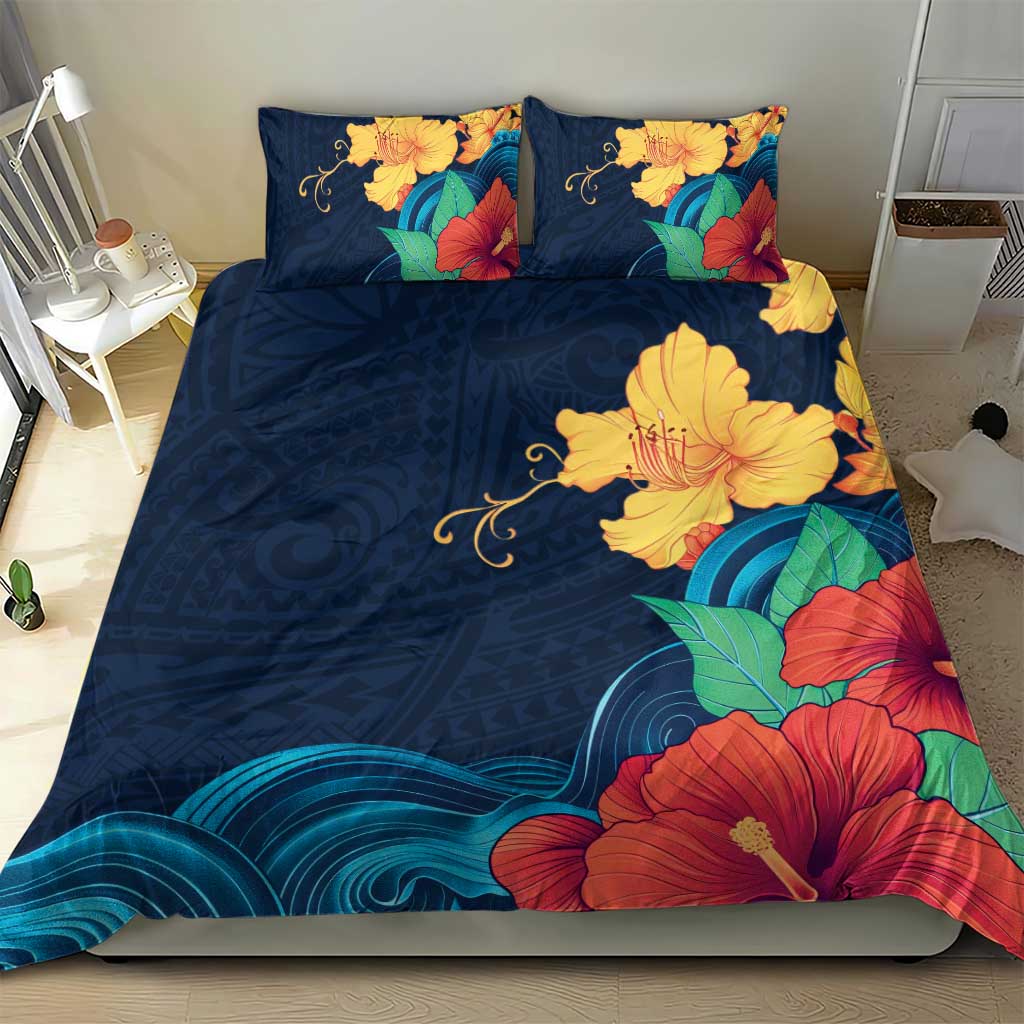 Polynesian Hibiscus Flower Waves Pattern Bedding Set LT9 - Polynesian Pride