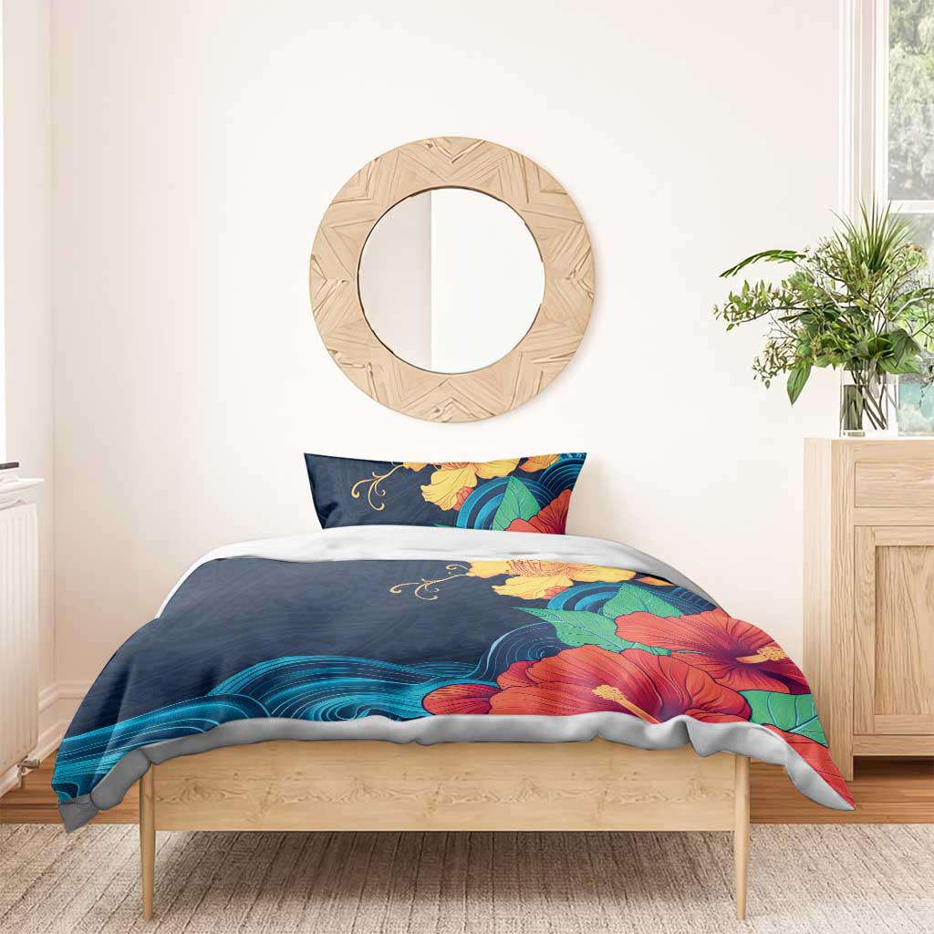Polynesian Hibiscus Flower Waves Pattern Bedding Set LT9 - Polynesian Pride