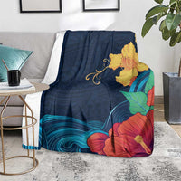 Polynesian Hibiscus Flower Waves Pattern Blanket LT9 - Polynesian Pride