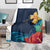 Polynesian Hibiscus Flower Waves Pattern Blanket