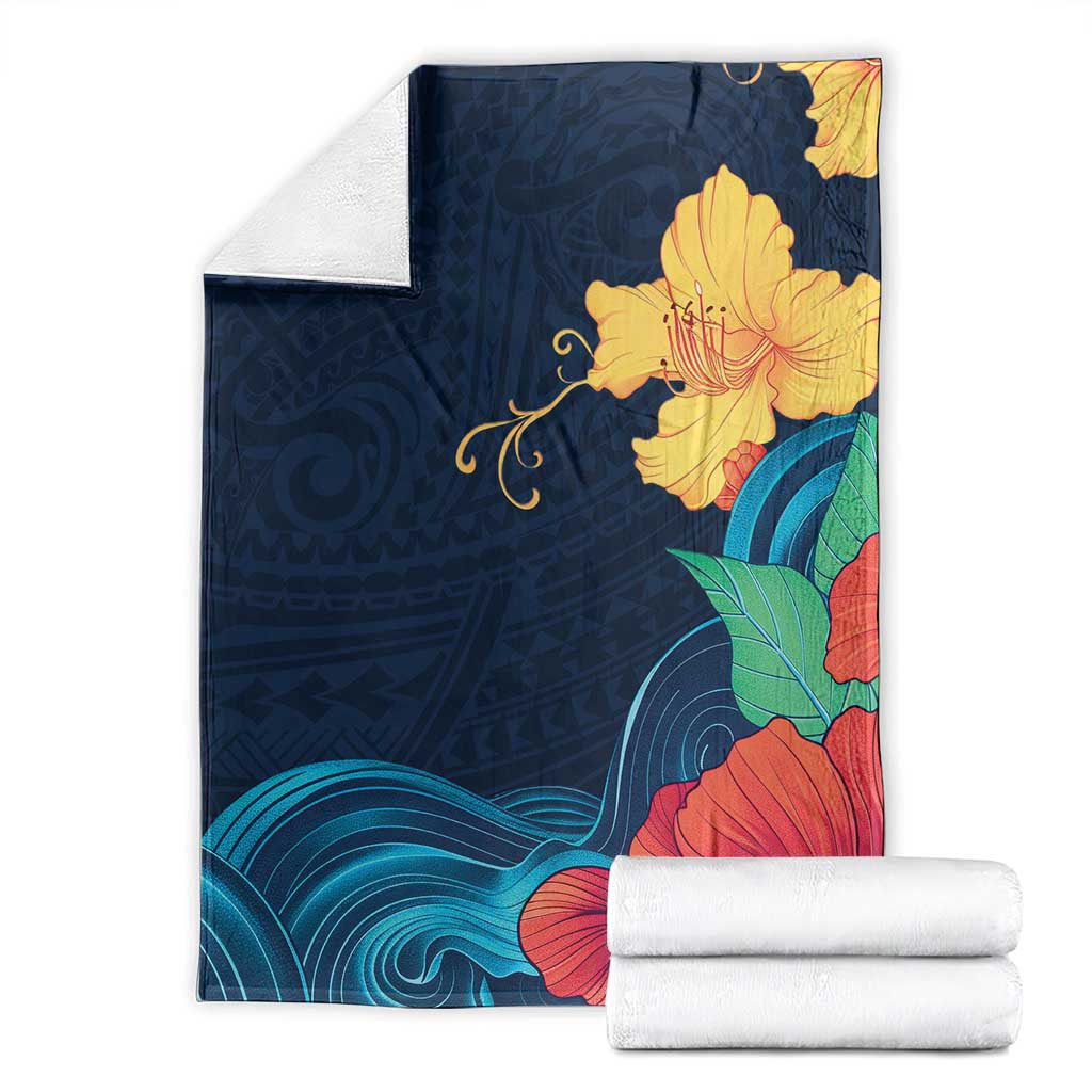 Polynesian Hibiscus Flower Waves Pattern Blanket LT9 - Polynesian Pride