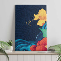 Polynesian Hibiscus Flower Waves Pattern Canvas Wall Art LT9 - Polynesian Pride