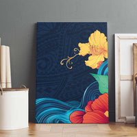 Polynesian Hibiscus Flower Waves Pattern Canvas Wall Art LT9 - Polynesian Pride