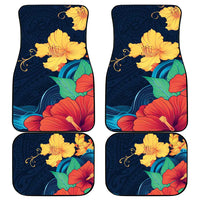Polynesian Hibiscus Flower Waves Pattern Car Mats LT9 - Polynesian Pride