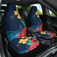 Polynesian Hibiscus Flower Waves Pattern Car Seat Cover LT9 One Size Dark Blue - Polynesian Pride