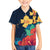 Polynesian Hibiscus Flower Waves Pattern Family Matching Puletasi and Hawaiian Shirt