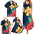 Polynesian Hibiscus Flower Waves Pattern Family Matching Summer Maxi Dress and Hawaiian Shirt