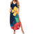 Polynesian Hibiscus Flower Waves Pattern Family Matching Summer Maxi Dress and Hawaiian Shirt