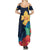 Polynesian Hibiscus Flower Waves Pattern Family Matching Summer Maxi Dress and Hawaiian Shirt