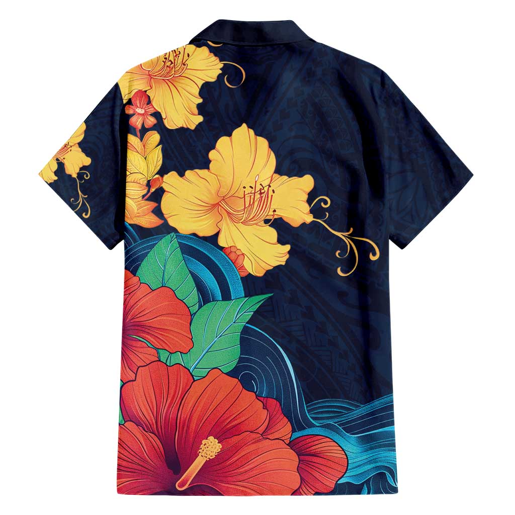 Polynesian Hibiscus Flower Waves Pattern Hawaiian Shirt LT9 - Polynesian Pride