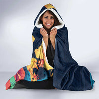 Polynesian Hibiscus Flower Waves Pattern Hooded Blanket LT9 - Polynesian Pride