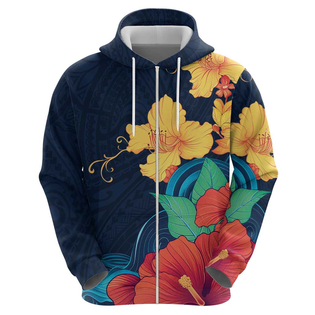Polynesian Hibiscus Flower Waves Pattern Hoodie LT9 - Polynesian Pride