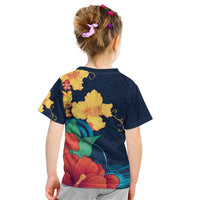 Polynesian Hibiscus Flower Waves Pattern Kid T Shirt LT9 - Polynesian Pride