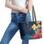 Polynesian Hibiscus Flower Waves Pattern Leather Tote Bag