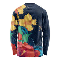 Polynesian Hibiscus Flower Waves Pattern Long Sleeve Shirt LT9 - Polynesian Pride