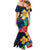 Polynesian Hibiscus Flower Waves Pattern Mermaid Dress