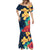 Polynesian Hibiscus Flower Waves Pattern Mermaid Dress