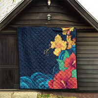 Polynesian Hibiscus Flower Waves Pattern Quilt LT9 - Polynesian Pride
