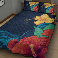 Polynesian Hibiscus Flower Waves Pattern Quilt Bed Set LT9 - Polynesian Pride