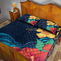 Polynesian Hibiscus Flower Waves Pattern Quilt Bed Set LT9 - Polynesian Pride