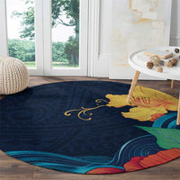 Polynesian Hibiscus Flower Waves Pattern Round Carpet LT9 - Polynesian Pride