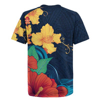 Polynesian Hibiscus Flower Waves Pattern Rugby Jersey LT9 - Polynesian Pride