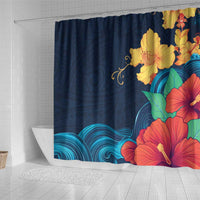 Polynesian Hibiscus Flower Waves Pattern Shower Curtain LT9 - Polynesian Pride