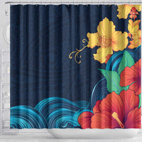 Polynesian Hibiscus Flower Waves Pattern Shower Curtain LT9 - Polynesian Pride
